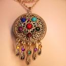 Bohemian Mermaid Gypsy Jeweled locket necklace Collar of chains