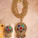 Bohemian Mermaid Gypsy Jeweled locket necklace Collar of chains