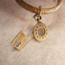 Vintage Charm Bracelet padlock and pocketwatch charms raised relief bangle