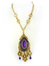 STUNNING Purple Chandelier Medieval necklace Goddess with aurora borealis Drops
