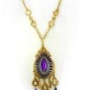 STUNNING Purple Chandelier Medieval necklace Goddess with aurora borealis Drops
