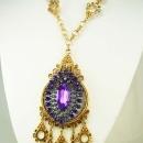 STUNNING Purple Chandelier Medieval necklace Goddess with aurora borealis Drops