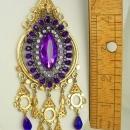 STUNNING Purple Chandelier Medieval necklace Goddess with aurora borealis Drops