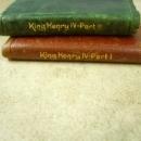 2 MINIATURE leatherbound Shakespeare Books King Henry 1V advertising bank with history