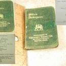 2 MINIATURE leatherbound Shakespeare Books King Henry 1V advertising bank with history