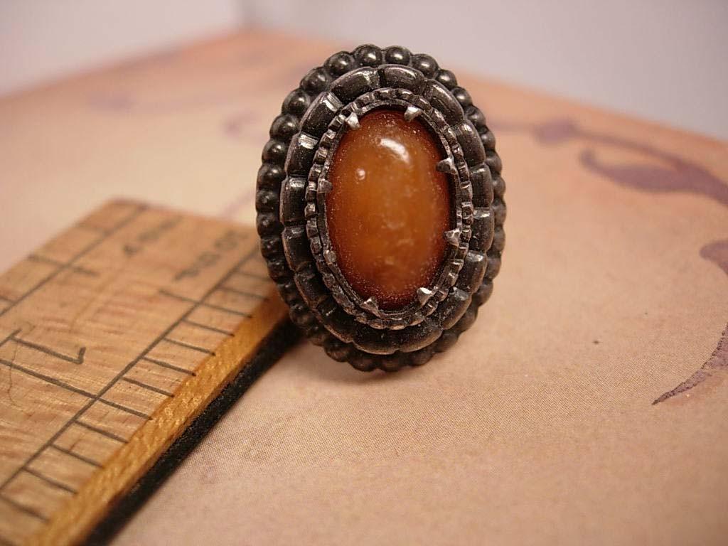 ANtique sterling genuine victorian amber fancy setting ring