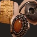 ANtique sterling genuine victorian amber fancy setting ring