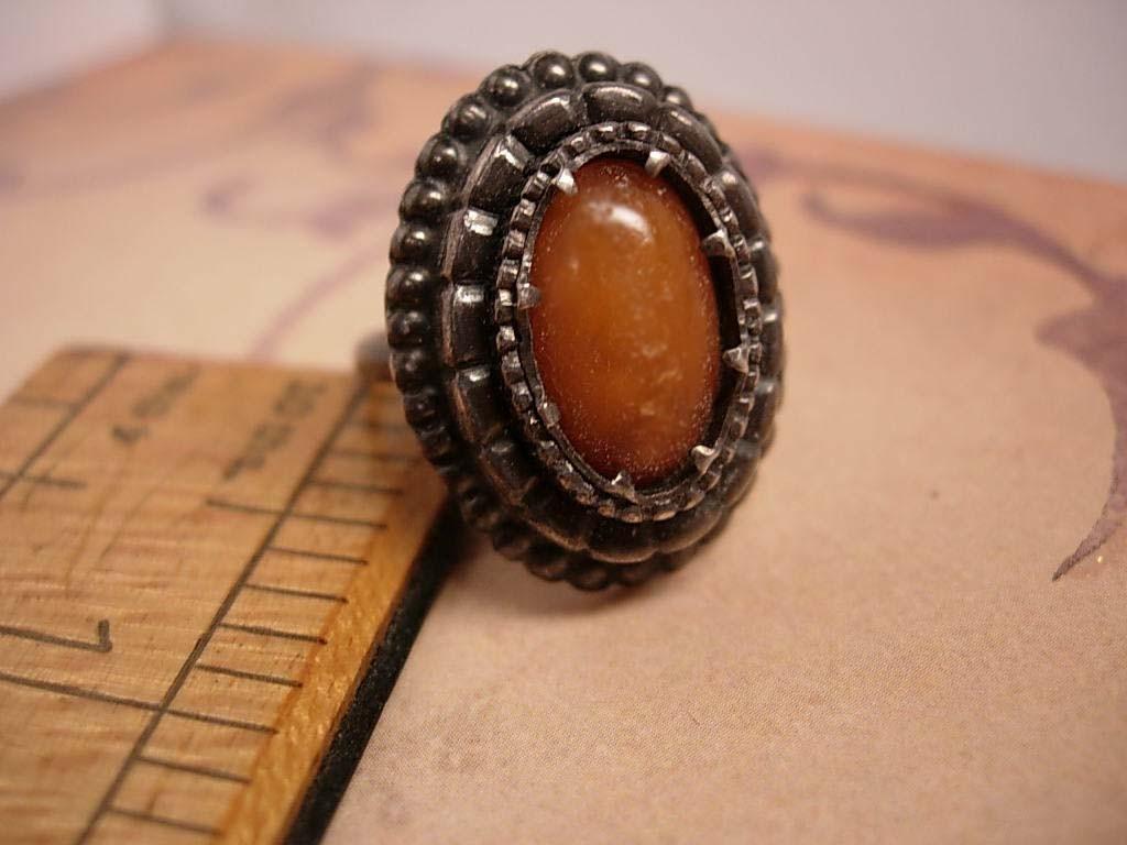 ANtique sterling genuine victorian amber fancy setting ring