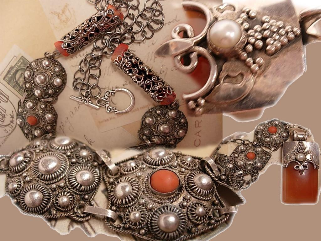 Vintage GOddess Necklace with Sterling etruscan coral and pearls OOAK
