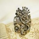 Mucha Goddess ring sterling with crown and flowing Bohemian hair Nymph