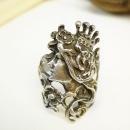 Mucha Goddess ring sterling with crown and flowing Bohemian hair Nymph