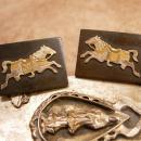 Rare Vintage 950 Silver and GOld Horse Cufflinks hallmarked sterling 950
