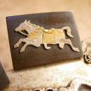 Rare Vintage 950 Silver and GOld Horse Cufflinks hallmarked sterling 950