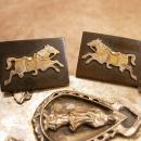 Rare Vintage 950 Silver and GOld Horse Cufflinks hallmarked sterling 950