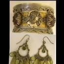 Egyptian bohemian purple rhinestone gothic bracelet and chandelier earrings