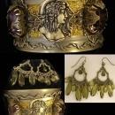 Egyptian bohemian purple rhinestone gothic bracelet and chandelier earrings
