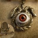 Bizarre Evil eye serpent talisman brooch jeweled serpents hoodoo voodoo