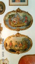 Vintage Pair Italian Chic Framed relief VIctorian figurine children