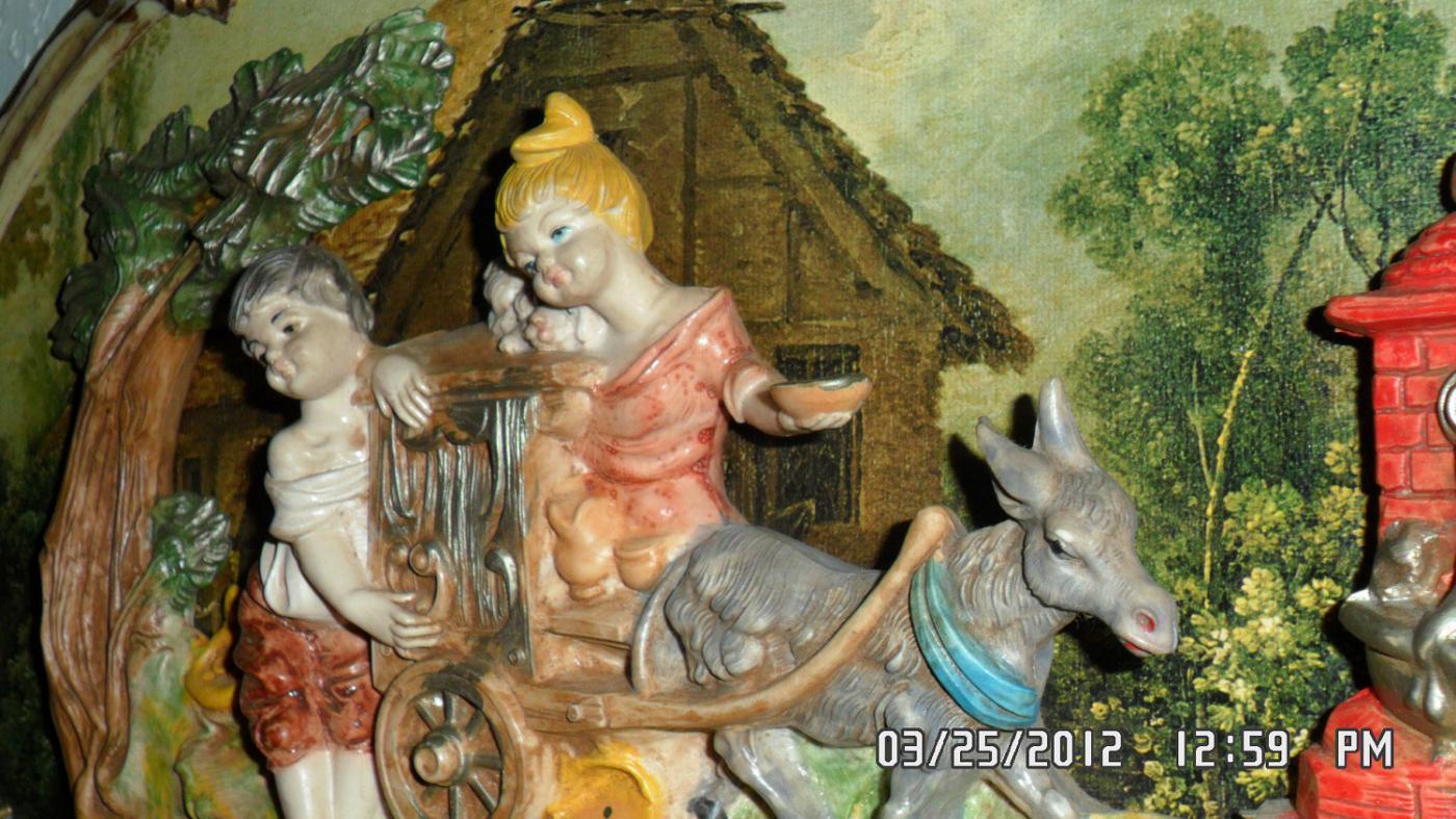 Vintage Pair Italian Chic Framed relief VIctorian figurine children