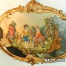 Vintage Pair Italian Chic Framed relief VIctorian figurine children