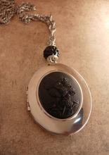 Whimsical Fairy Cameo Locket necklace Flapper era portrait child with fairy costume