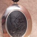 Whimsical Fairy Cameo Locket necklace Flapper era portrait child with fairy costume