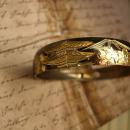 Antique Japanese bracelet Pagoda Mount Fuji and Cherry Blossom flower mixed metal buckle bangle
