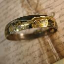Antique Japanese bracelet Pagoda Mount Fuji and Cherry Blossom flower mixed metal buckle bangle