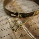 Antique Japanese bracelet Pagoda Mount Fuji and Cherry Blossom flower mixed metal buckle bangle