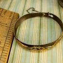 Antique Japanese bracelet Pagoda Mount Fuji and Cherry Blossom flower mixed metal buckle bangle