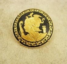 Vintage Mythical Warrior with snake and bird Brooch damascene
