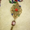 VIntage Czech RED Glass Pendant necklace with chain tassel and blown glass bead