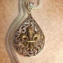 Gothic medieval Fleur de lis Necklace with Snake chain