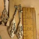 ANtique Art deco Paste Dangle Earrings Rhodium drops Screw backs