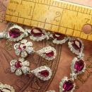 Vintage rhinestone bracelet Stunning Cranberry Glass earrings fit for a queen