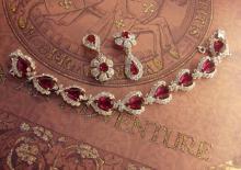 Vintage rhinestone bracelet Stunning Cranberry Glass earrings fit for a queen