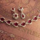 Vintage rhinestone bracelet Stunning Cranberry Glass earrings fit for a queen