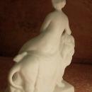 ANtique German Bisque Nude on a lion Miniature statue of Una and the Lion Faerie Queen