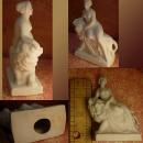 ANtique German Bisque Nude on a lion Miniature statue of Una and the Lion Faerie Queen