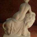 ANtique German Bisque Nude on a lion Miniature statue of Una and the Lion Faerie Queen