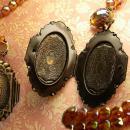 Fiery Deco deco mermaid locket necklace sun and fire Glass beads Skeleton key