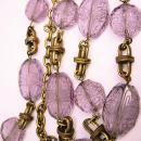 Vintage Amethyst necklace Bohemian glass necklace beautiful etchings on czech beads