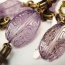 Vintage Amethyst necklace Bohemian glass necklace beautiful etchings on czech beads