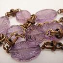 Vintage Amethyst necklace Bohemian glass necklace beautiful etchings on czech beads