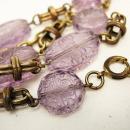Vintage Amethyst necklace Bohemian glass necklace beautiful etchings on czech beads