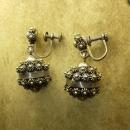 Medieval Antique sterling Etruscan drop earrings Screw backs
