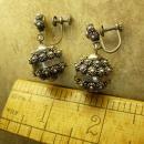 Medieval Antique sterling Etruscan drop earrings Screw backs