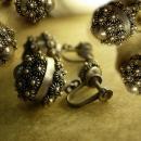 Medieval Antique sterling Etruscan drop earrings Screw backs