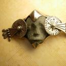 VIntage SIgned Death mask mechanical Mask head sterling Taxco brooch pre 1948