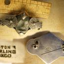 VIntage SIgned Death mask mechanical Mask head sterling Taxco brooch pre 1948